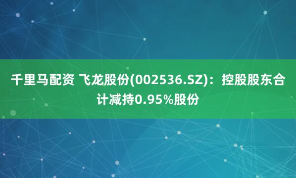千里马配资 飞龙股份(002536.SZ)：控股股东合计减持0.95%股份